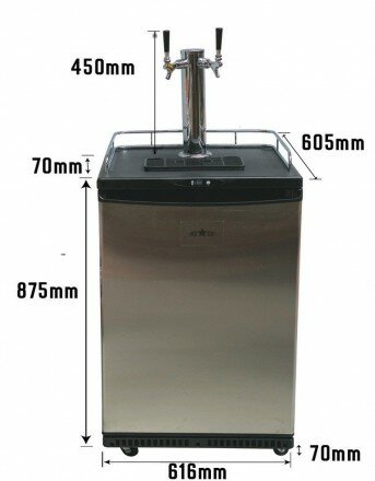 3 TAP KEGERATOR WITH 3 19LITRE KEGS JUST ADD BEER